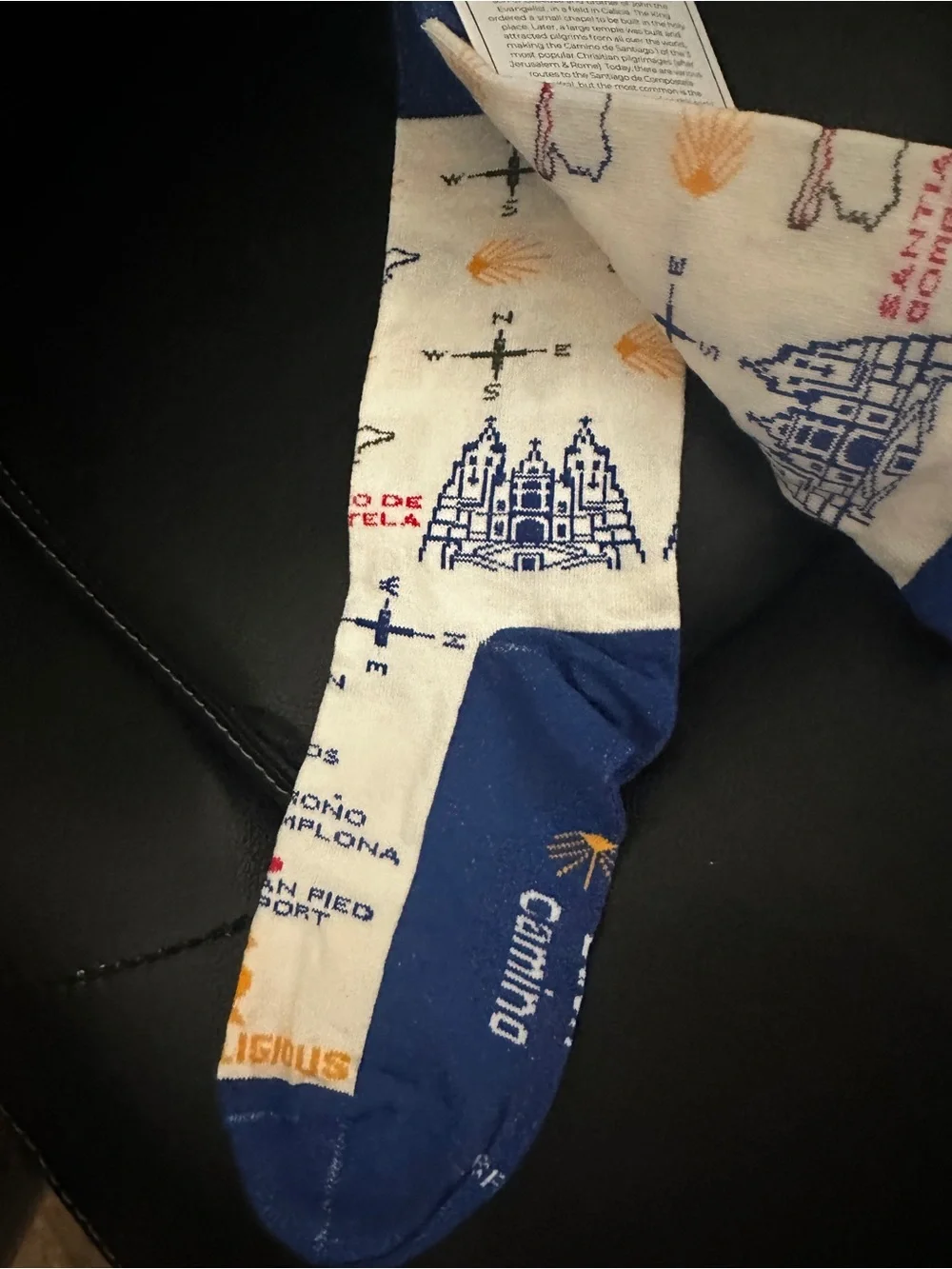 Camino de Santiago Crew Socks - Blue & White